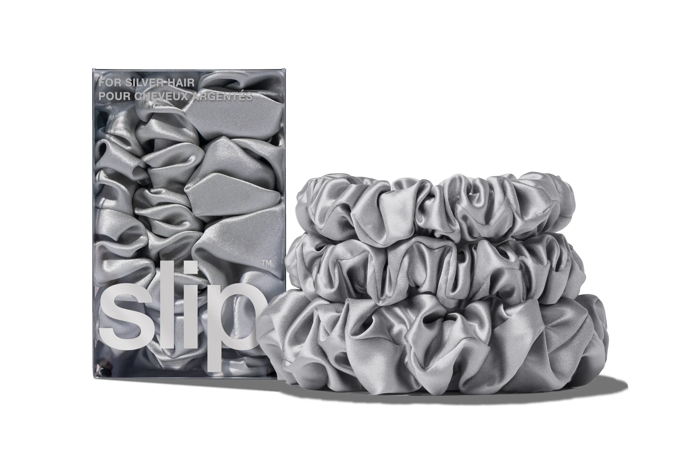 Scrunchie St Back To Basics Silver Midi/Large Scrunchie Set - Slip®