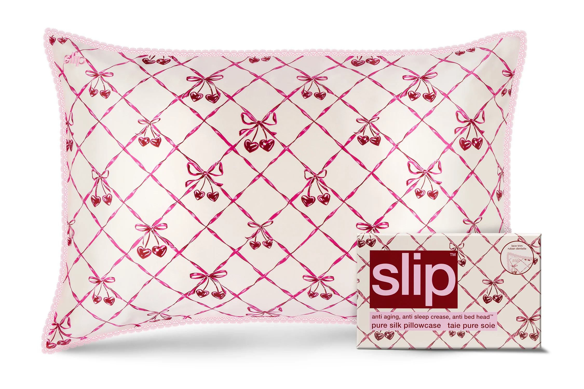 Sweet Cherry Queen Zippered Pillowcase with Lace Trim